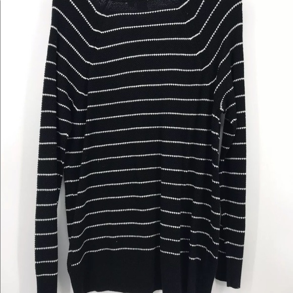 Gap Black and white stripe Tunic Sweater Long Sleeve V Neck Pullover M - Picture 2 of 5